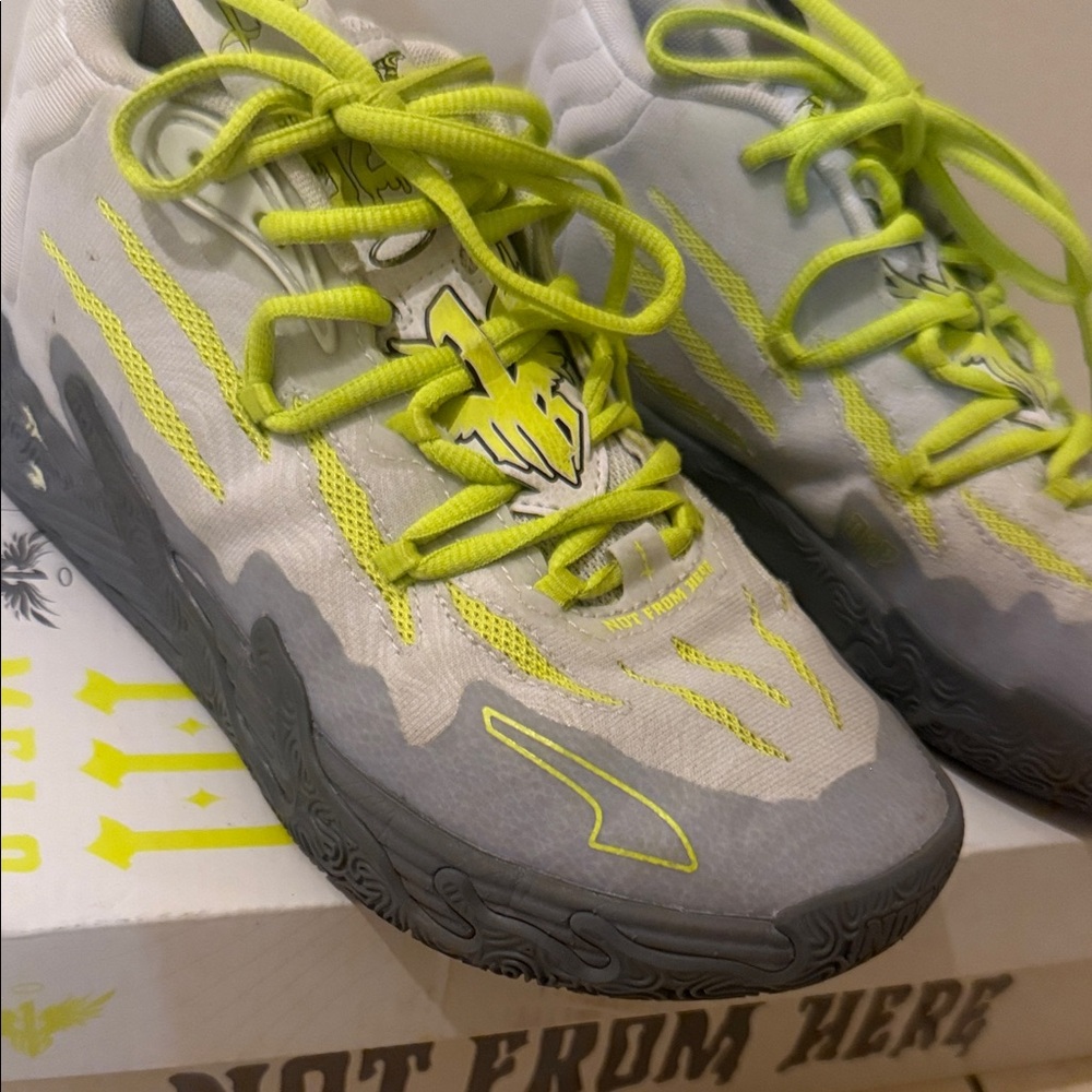 Stylish Kids' Neon Green and Gray Sneakers